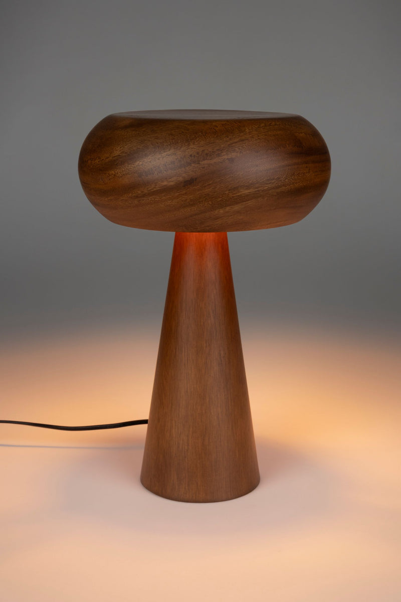 Tischlampe Morel S aus Akazienholz mit rundem Schirm von Dutchbone
