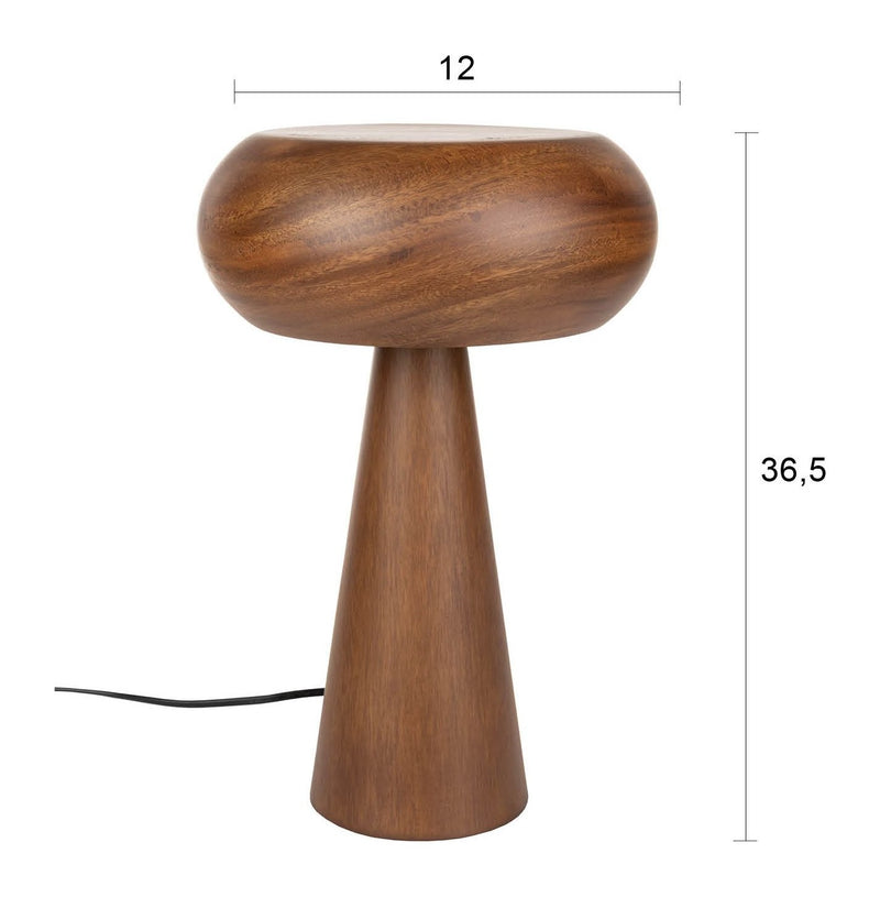 Tischlampe Morel S aus Akazienholz mit rundem Schirm von Dutchbone