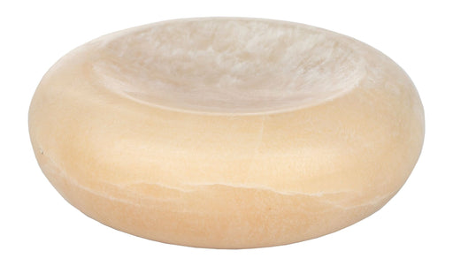 Tablett Onno aus Marmor in Gelb-Beige, Dutchbone Boho-Deko, Gesamtansicht von oben mit flacher Schale.