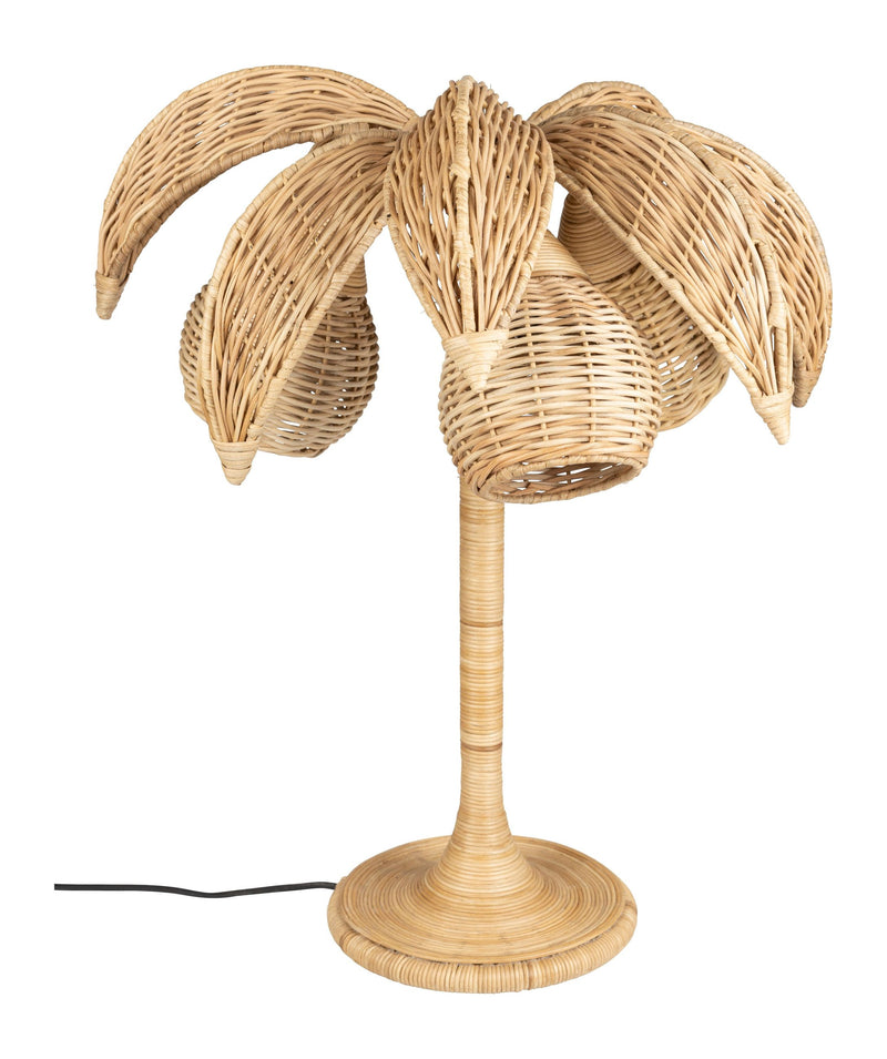 Tischlampe Palmtree mit geflochtenem Rattan, 3-flammig, Fassung E14
