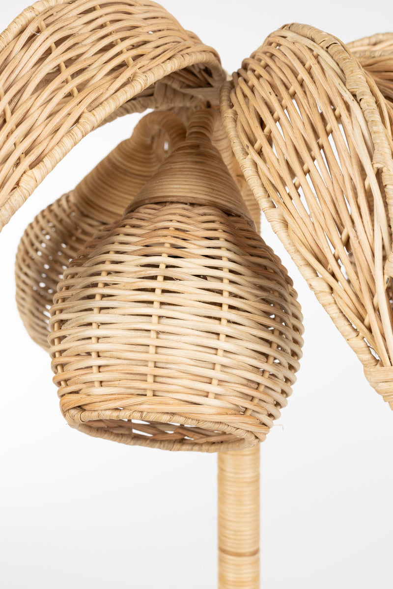Tischlampe Palmtree mit geflochtenem Rattan, 3-flammig, Fassung E14