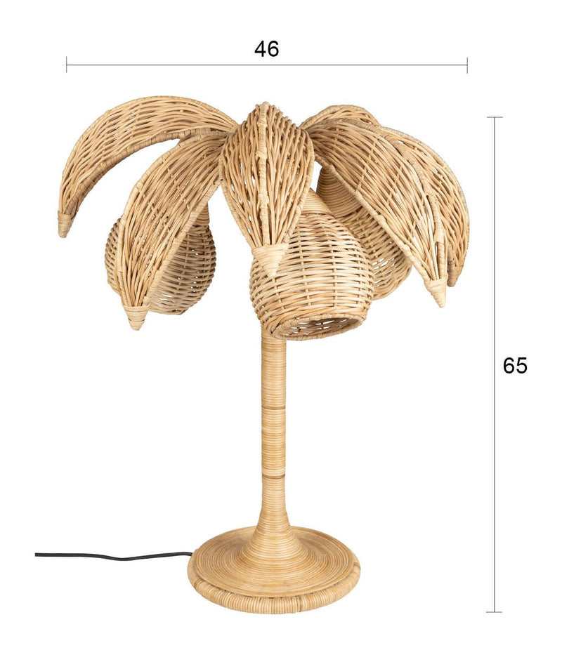 Tischlampe Palmtree mit geflochtenem Rattan, 3-flammig, Fassung E14