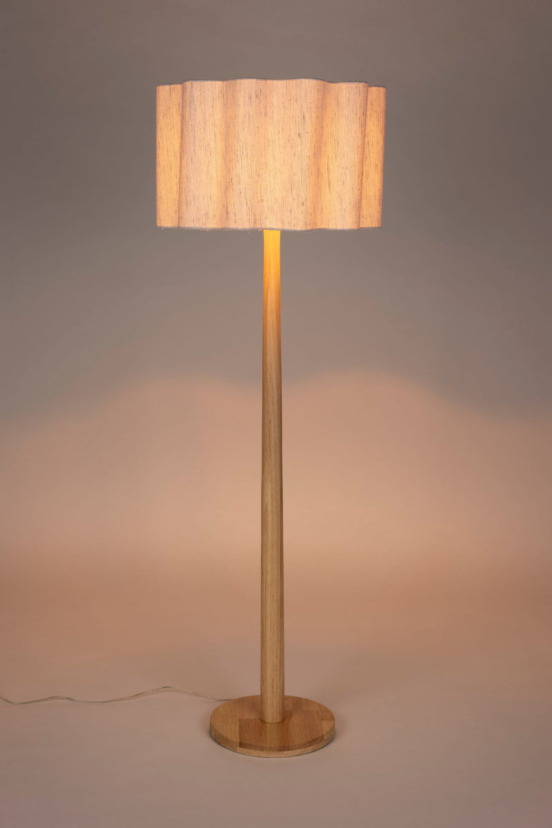 Stehlampe Scallop mit Jute-Lampenschirm, Gummibaumholz von Dutchbone