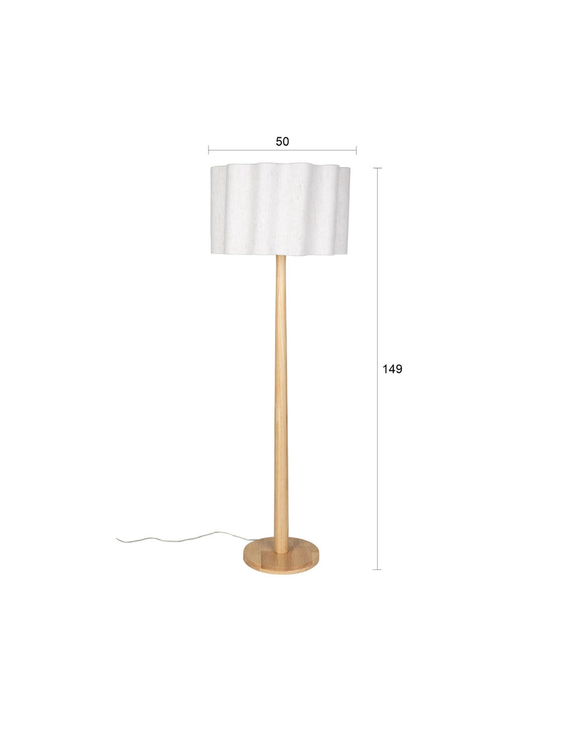 Stehlampe Scallop mit Jute-Lampenschirm, Gummibaumholz von Dutchbone