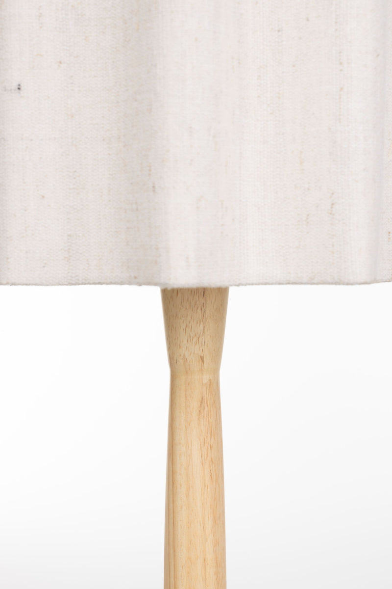 Tischlampe Scallop Dutchbone mit Jute-Lampenschirm und Holzfuß