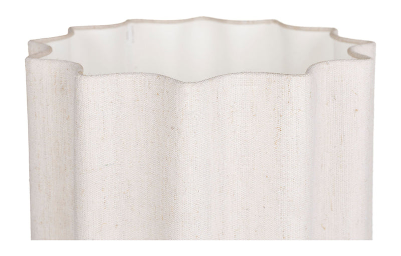 Tischlampe Scallop Dutchbone mit Jute-Lampenschirm und Holzfuß