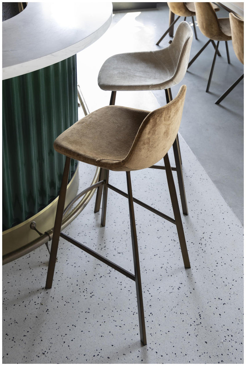 Barhocker Franky 2er-Set, Cognac mit Stahlgestell im Vintage-Look
