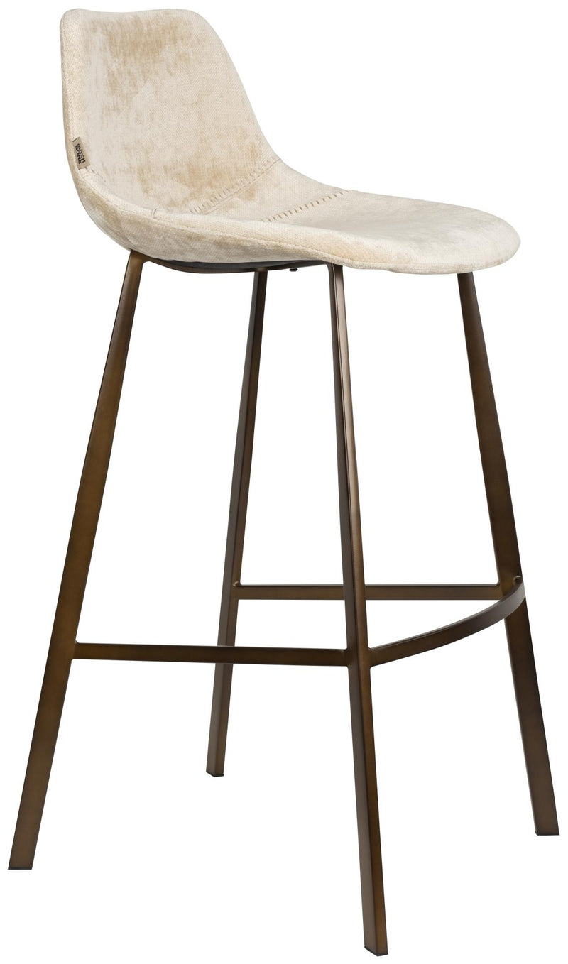 Barhocker Franky im 2er-Set, Beige mit Stahlgestell von Dutchbone