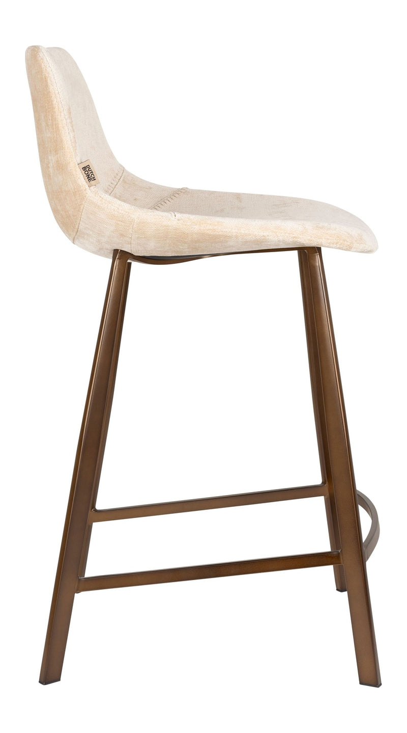 Barhocker Franky im 2er-Set, Beige mit gepolsterter Sitzschale