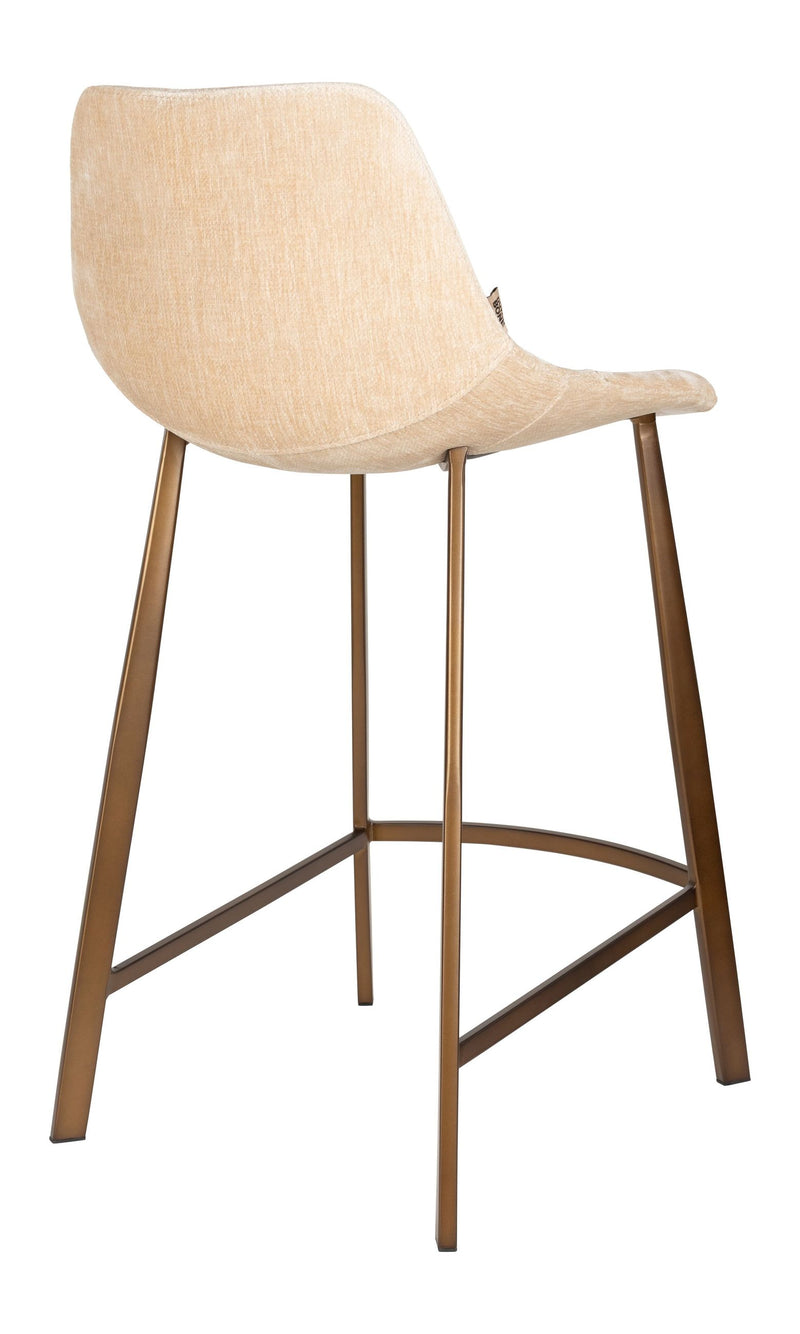 Barhocker Franky im 2er-Set, Beige mit gepolsterter Sitzschale