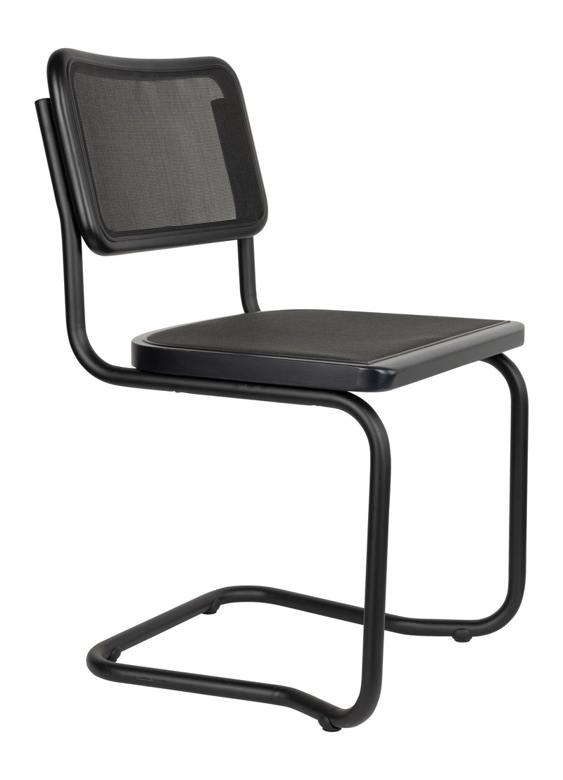 Esszimmerstuhl Carree im 2er-Set, Schwarz mit Mesh-Rückenlehne