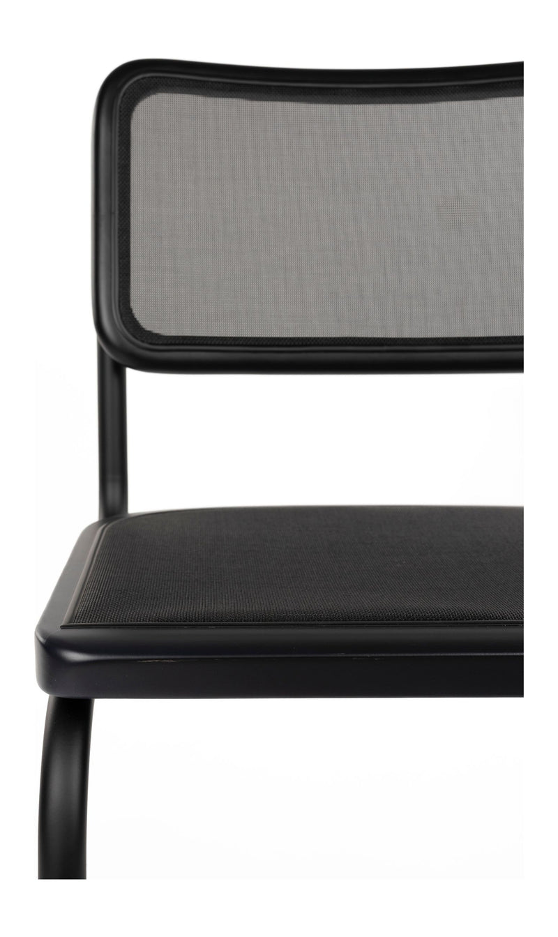 Esszimmerstuhl Carree im 2er-Set, Schwarz mit Mesh-Rückenlehne