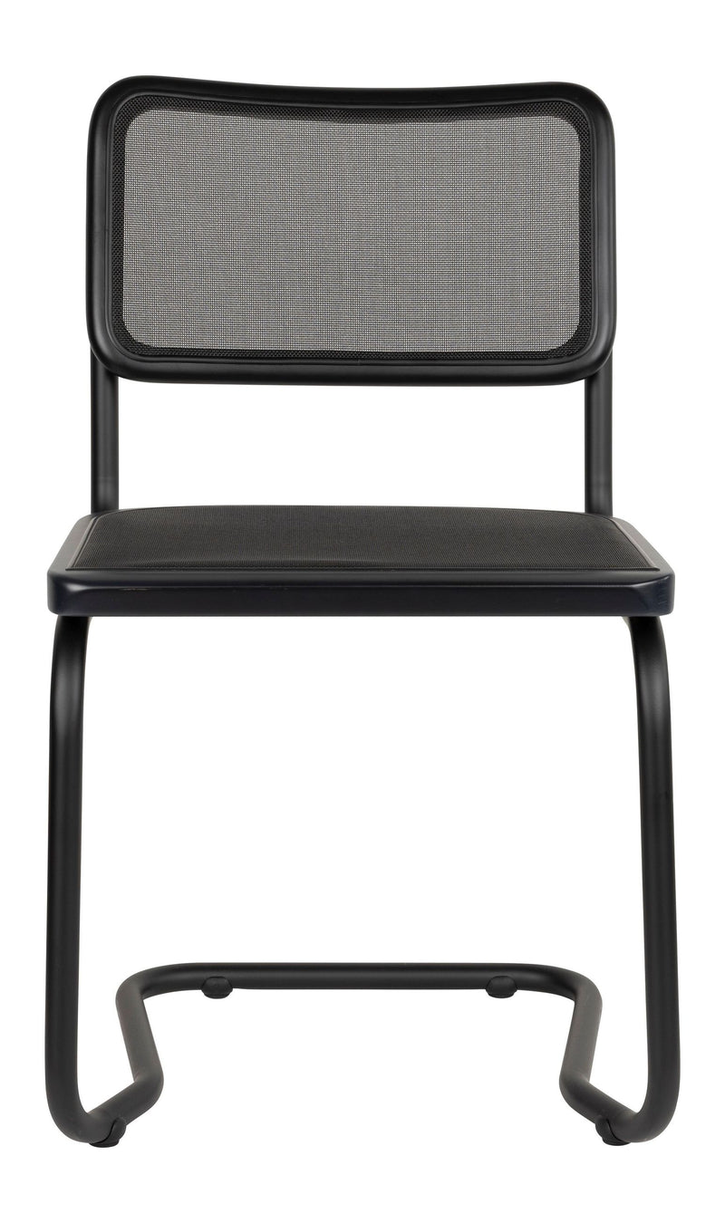 Esszimmerstuhl Carree im 2er-Set, Schwarz mit Mesh-Rückenlehne