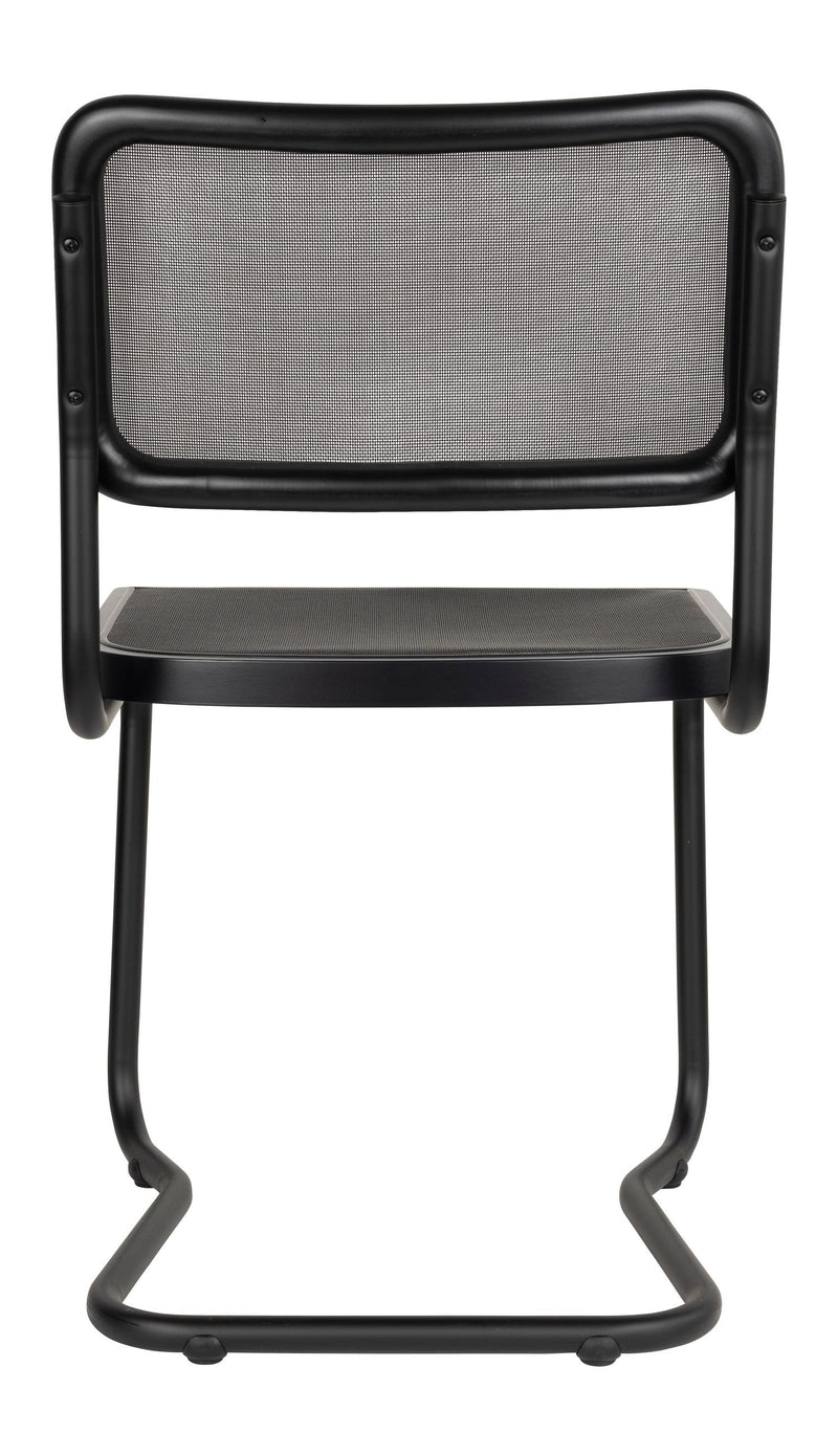 Esszimmerstuhl Carree im 2er-Set, Schwarz mit Mesh-Rückenlehne