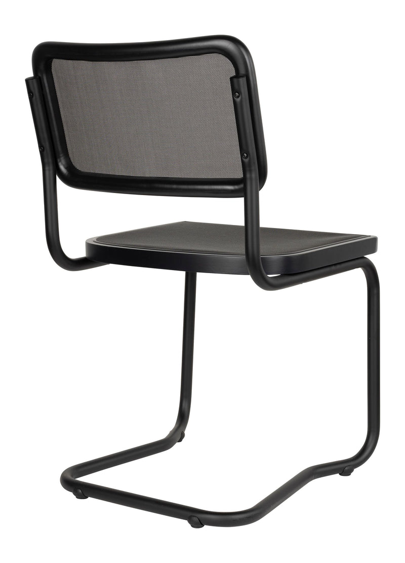 Esszimmerstuhl Carree im 2er-Set, Schwarz mit Mesh-Rückenlehne