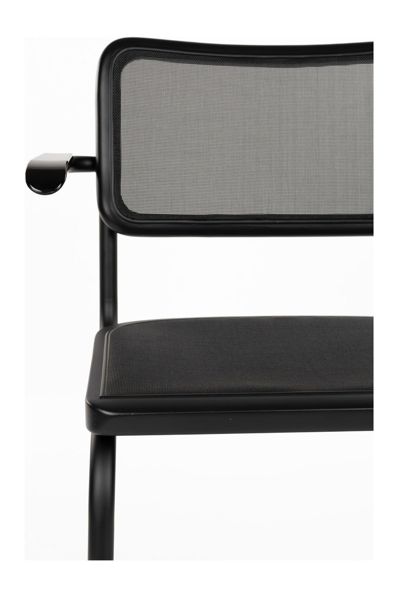 Sessel Carree 2er-Set, Schwarz mit Armlehne, Mesh von Dutchbone