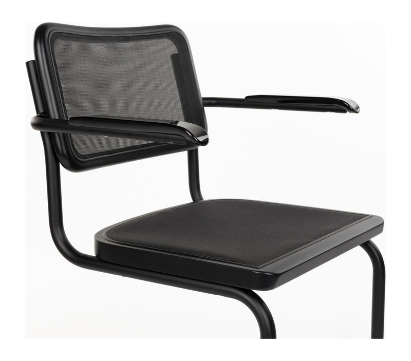 Sessel Carree 2er-Set, Schwarz mit Armlehne, Mesh von Dutchbone