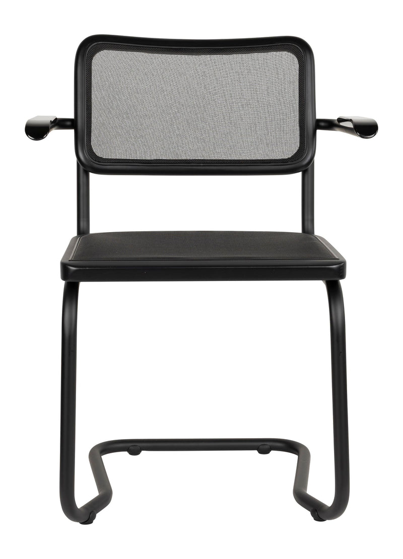 Sessel Carree 2er-Set, Schwarz mit Armlehne, Mesh von Dutchbone