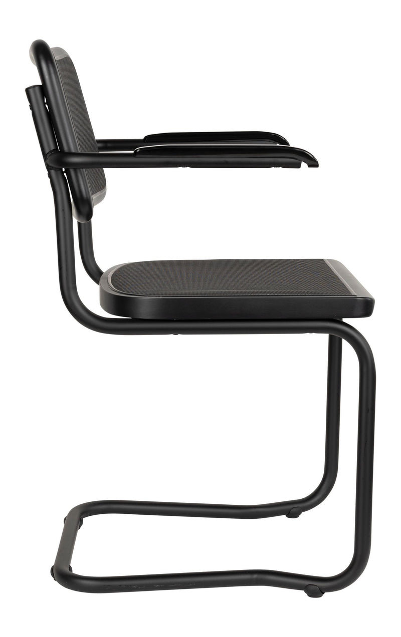 Sessel Carree 2er-Set, Schwarz mit Armlehne, Mesh von Dutchbone