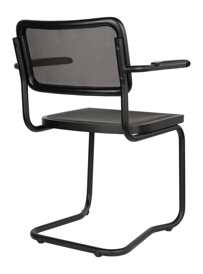 Sessel Carree 2er-Set, Schwarz mit Armlehne, Mesh von Dutchbone