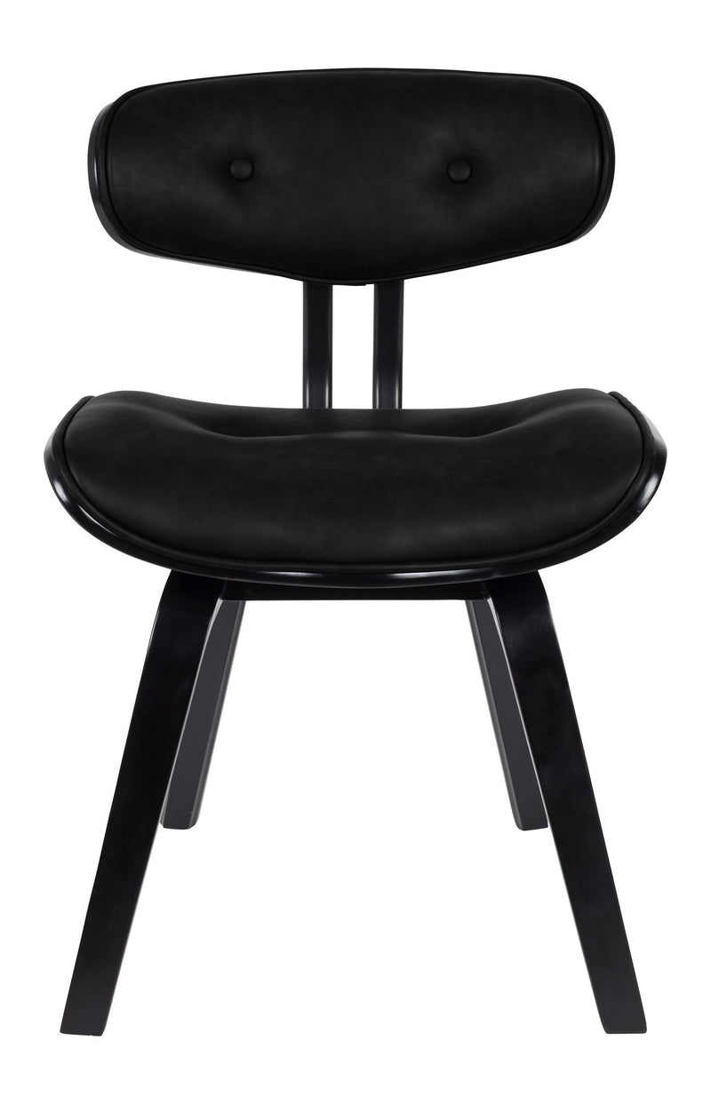 Esszimmerstuhl Blackwood in Schwarz mit PU-Leder-Sitz, Metallgestell