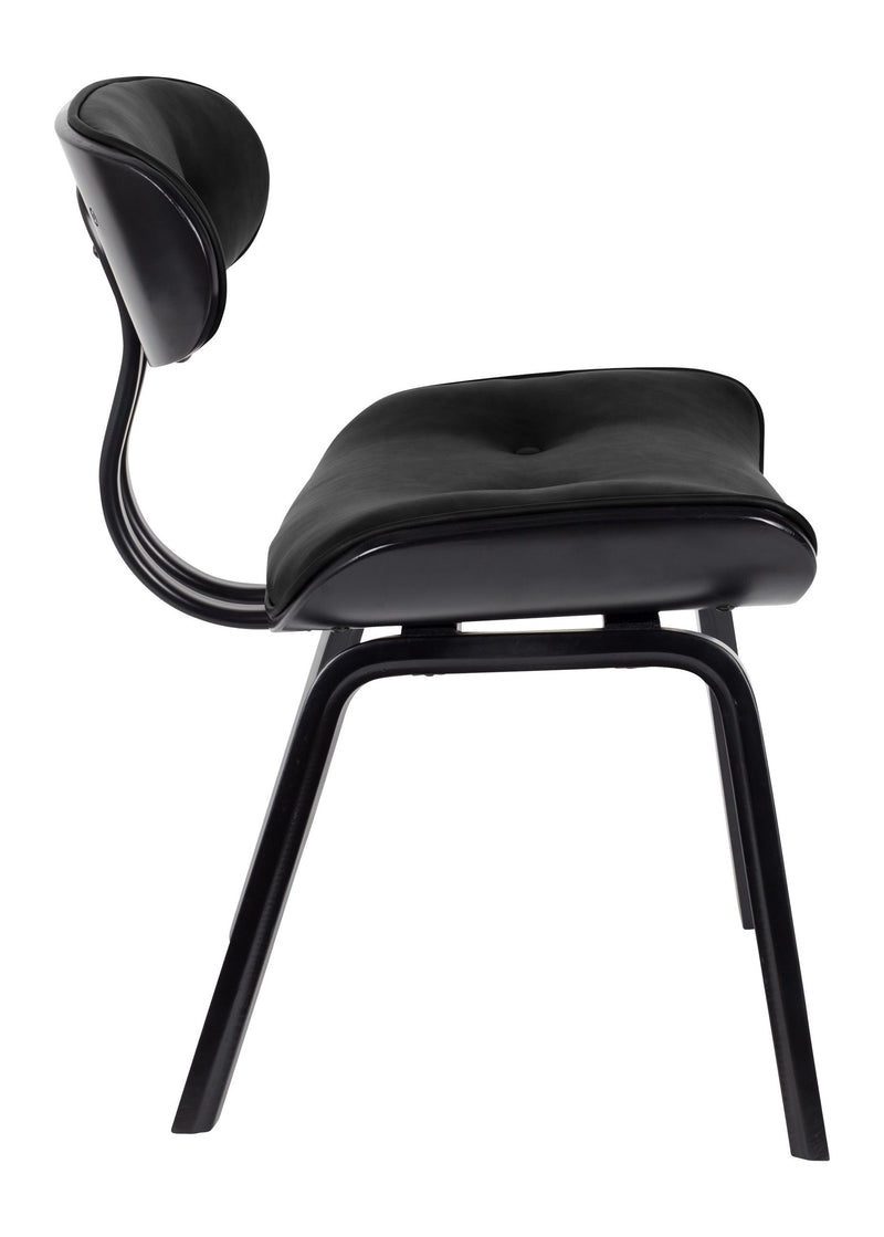 Esszimmerstuhl Blackwood in Schwarz mit PU-Leder-Sitz, Metallgestell