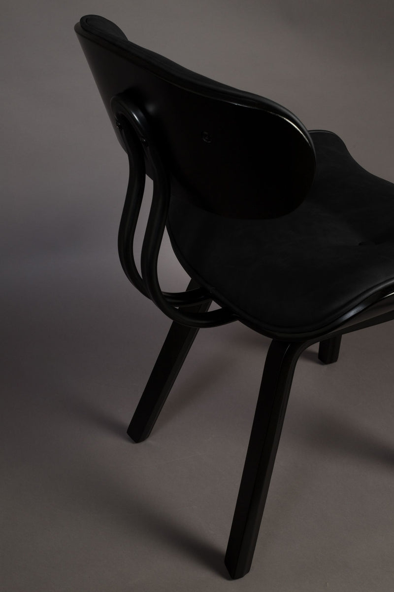 Esszimmerstuhl Blackwood in Schwarz mit PU-Leder-Sitz, Metallgestell