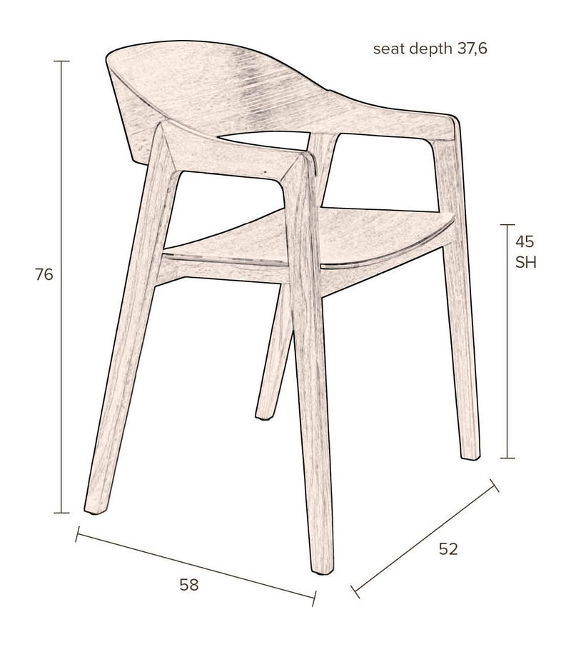 Esszimmerstuhl Westlake 2er-Set, Walnuss aus Eichenholz von Dutchbone