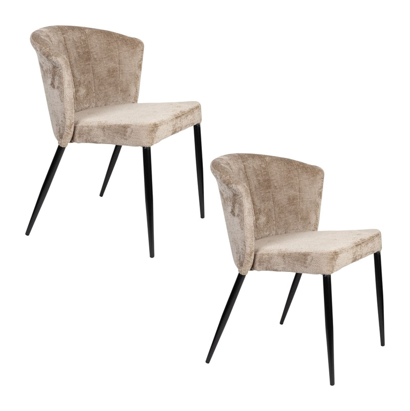 Esszimmerstuhl Georgia im 2er-Set, Taupe mit Samtbezug von Dutchbone