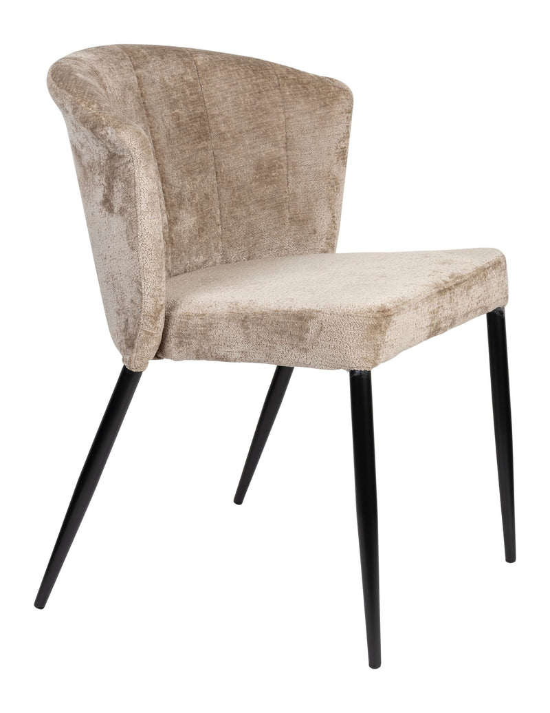 Esszimmerstuhl Georgia im 2er-Set, Taupe mit Samtbezug von Dutchbone