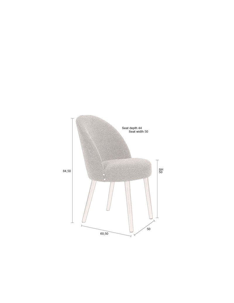 Esszimmerstuhl Barbara im 2er-Set, Beige mit Bouclé-Bezug Dutchbone