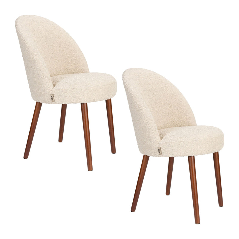 Esszimmerstuhl Barbara im 2er-Set, Beige mit Bouclé-Bezug Dutchbone