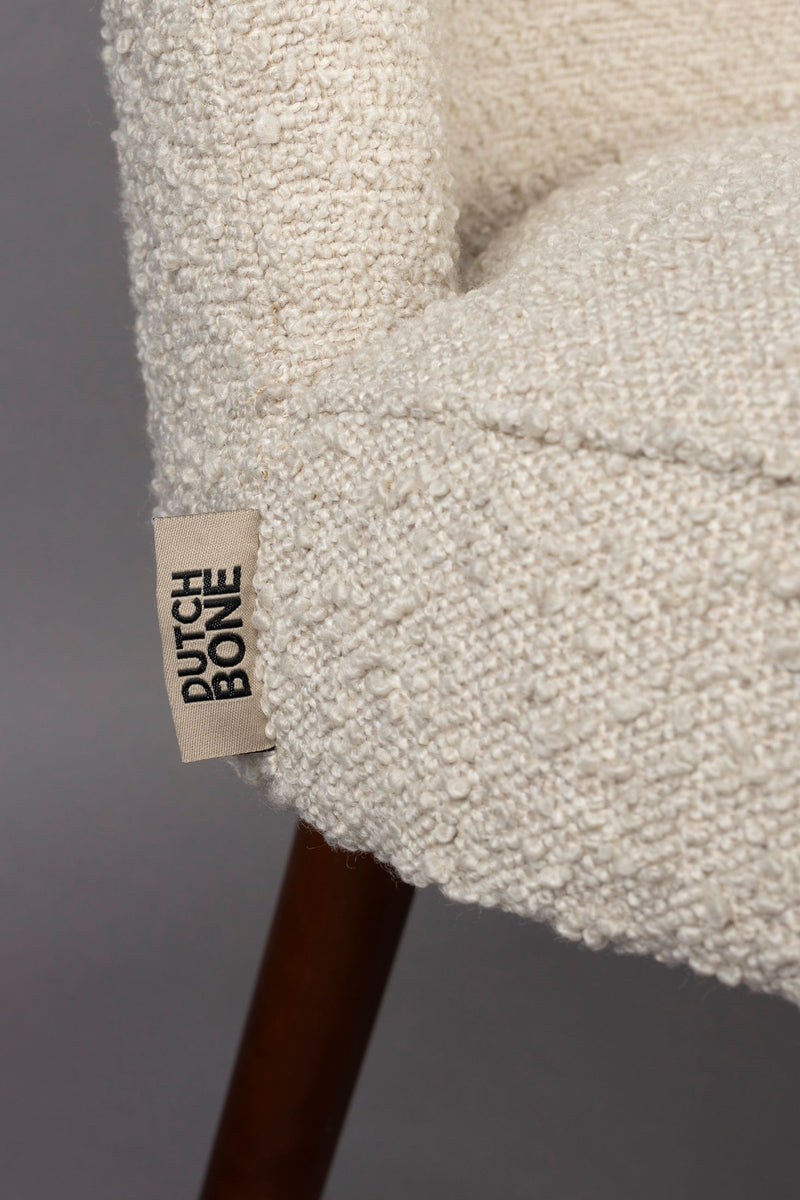 Esszimmerstuhl Barbara im 2er-Set, Beige mit Bouclé-Bezug Dutchbone