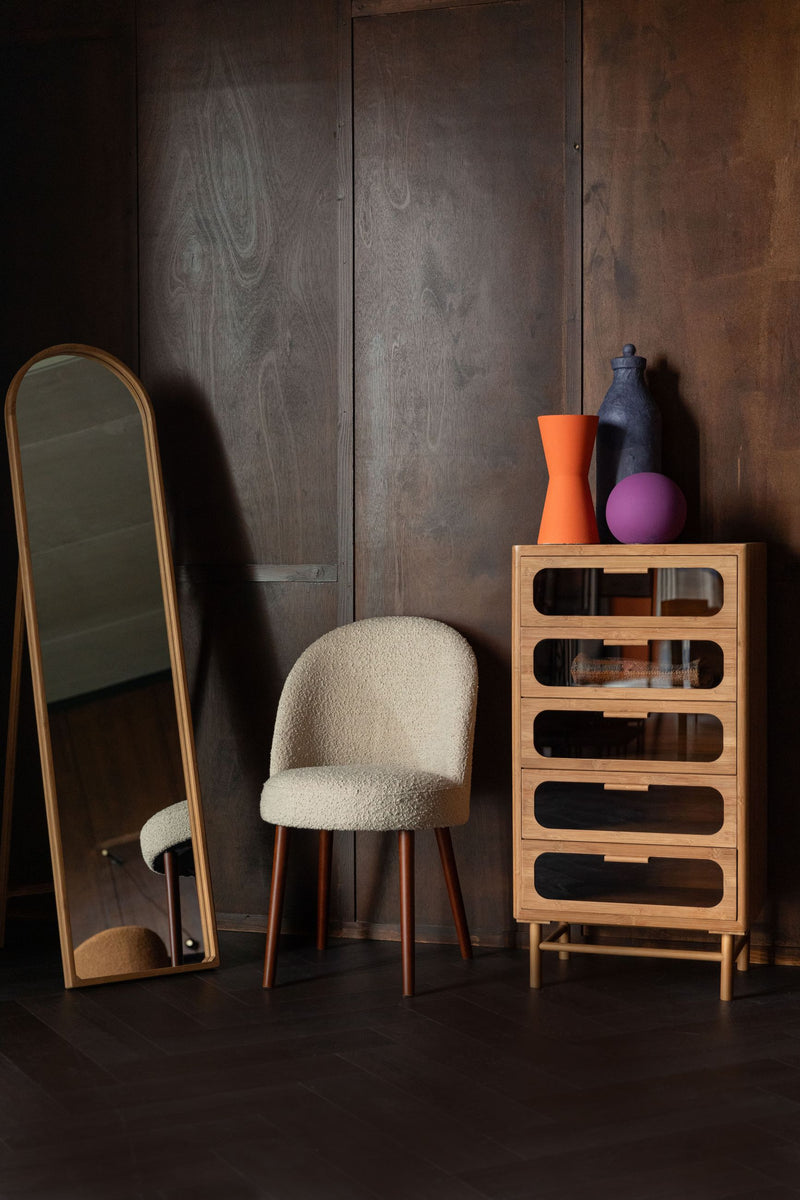 Esszimmerstuhl Barbara im 2er-Set, Beige mit Bouclé-Bezug Dutchbone