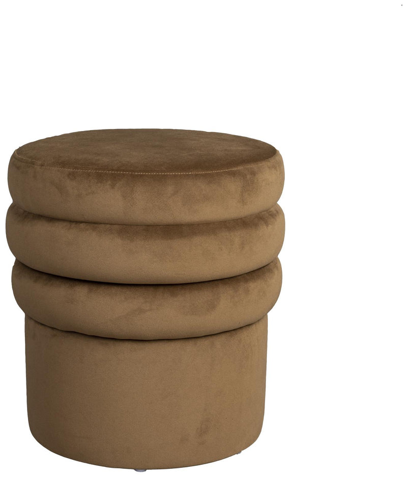 Hocker Aditi Braun mit Samtbezug im Boho-Chic für das Wohnzimmer
