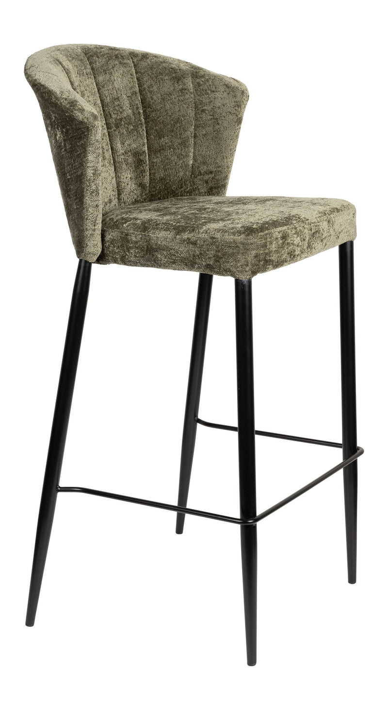 Barhocker Georgia im 2er-Set, Grün mit Samtbezug von Dutchbone
