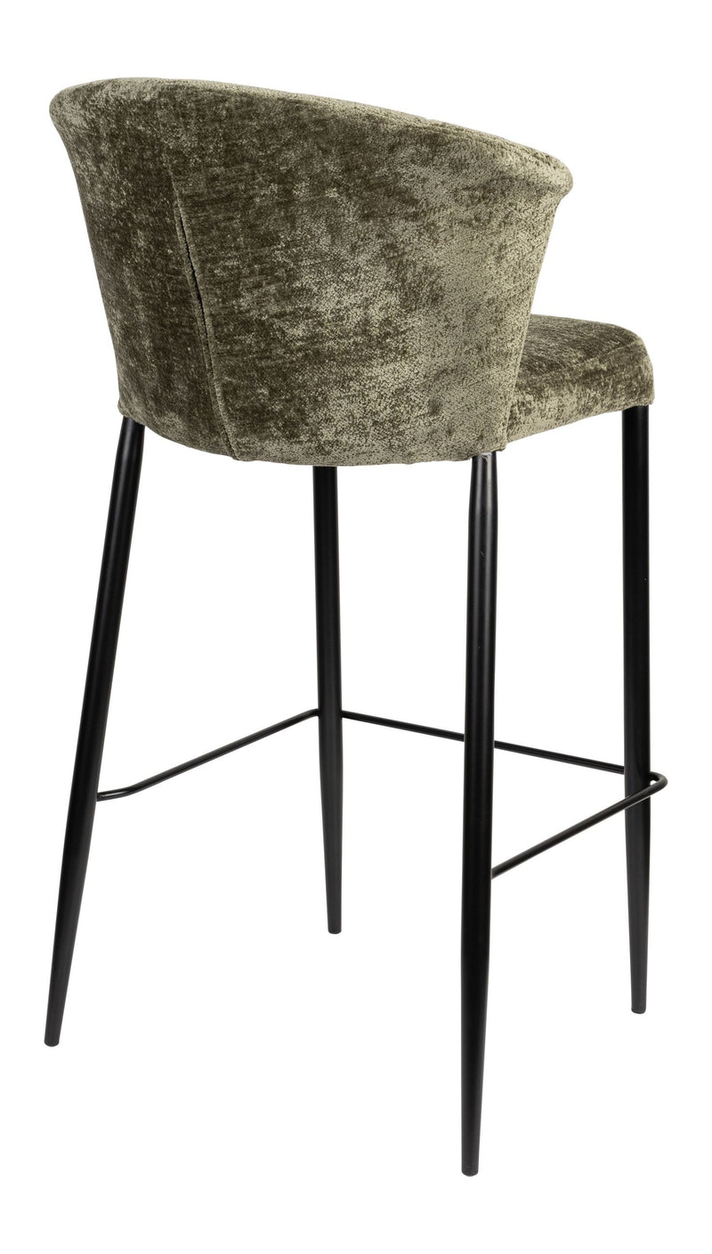Barhocker Georgia im 2er-Set, Grün mit Samtbezug von Dutchbone