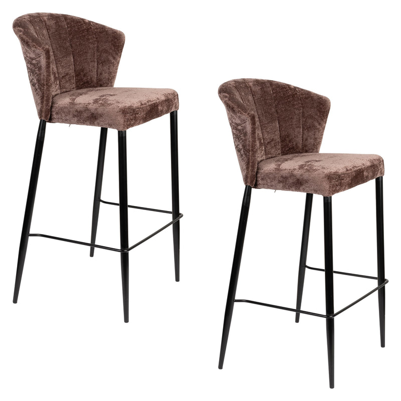 Barhocker Georgia im 2er-Set, Lila mit Samtbezug von Dutchbone