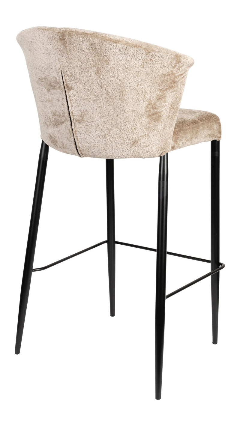 Barhocker Georgia im 2er-Set, Taupe mit Samtbezug von Dutchbone