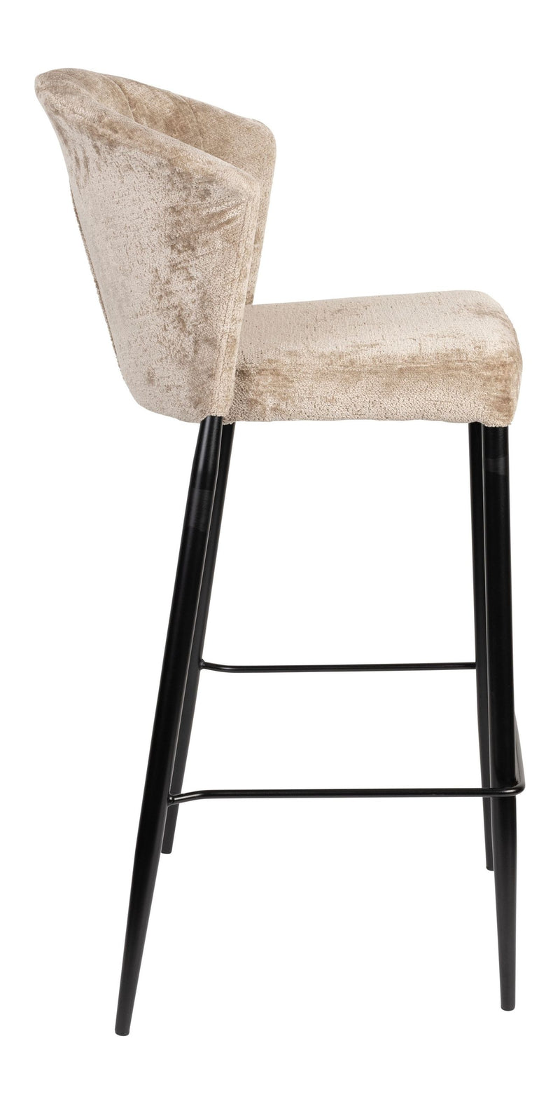 Barhocker Georgia im 2er-Set, Taupe mit Samtbezug von Dutchbone