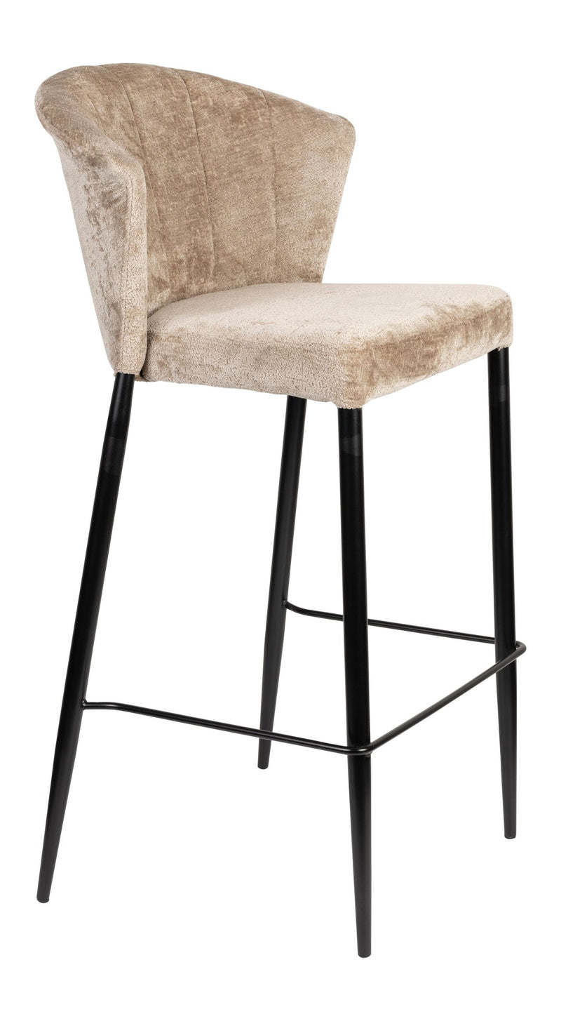 Barhocker Georgia im 2er-Set, Taupe mit Samtbezug von Dutchbone