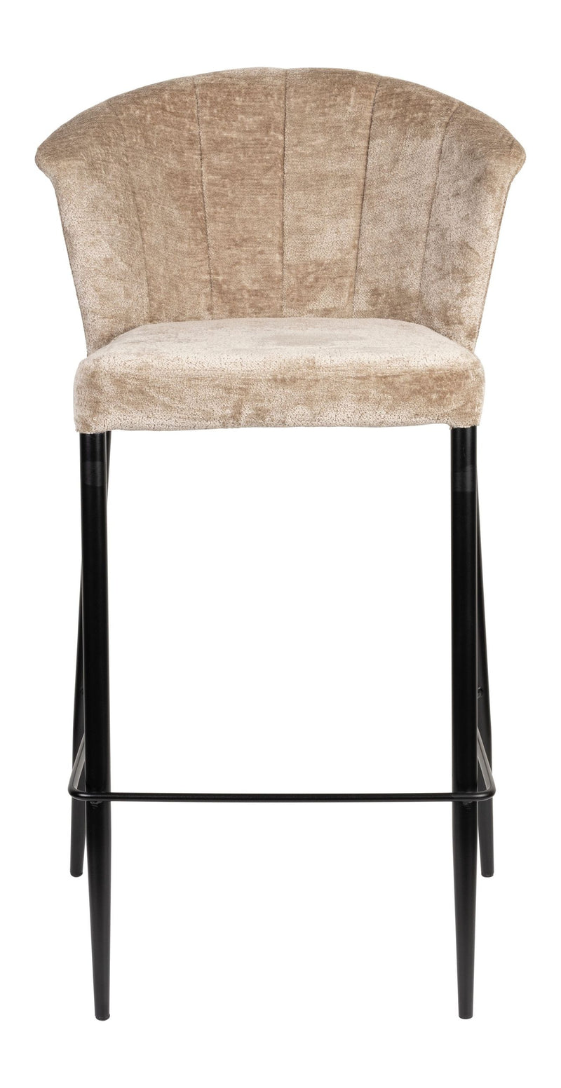 Barhocker Georgia im 2er-Set, Taupe mit Samtbezug von Dutchbone