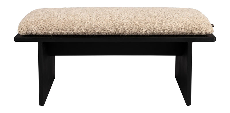 Sitzbank Shiho mit Bouclé-Sitzkissen aus Gummibaumholz von Dutchbone