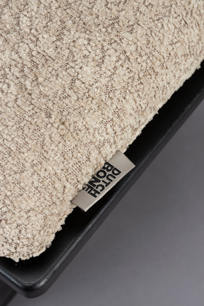Sitzbank Shiho mit Bouclé-Sitzkissen aus Gummibaumholz von Dutchbone