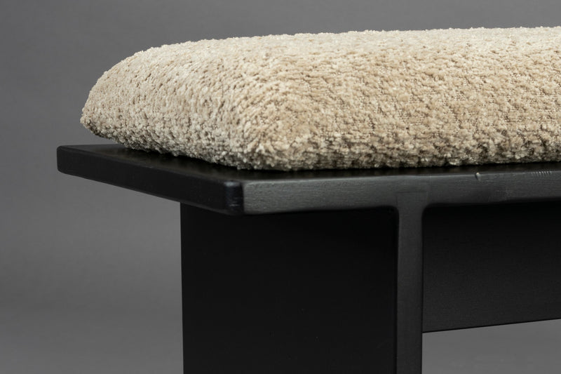 Sitzbank Shiho mit Bouclé-Sitzkissen aus Gummibaumholz von Dutchbone