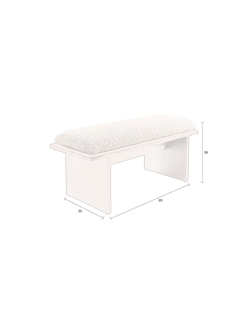 Sitzbank Shiho mit Bouclé-Sitzkissen aus Gummibaumholz von Dutchbone