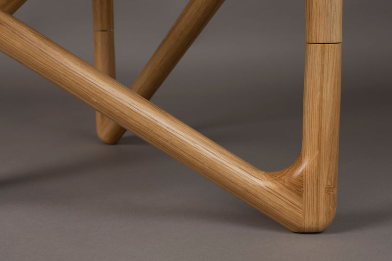 Couchtisch Naia mit Glasplatte und Eichenholzgestell, Boho-Chic