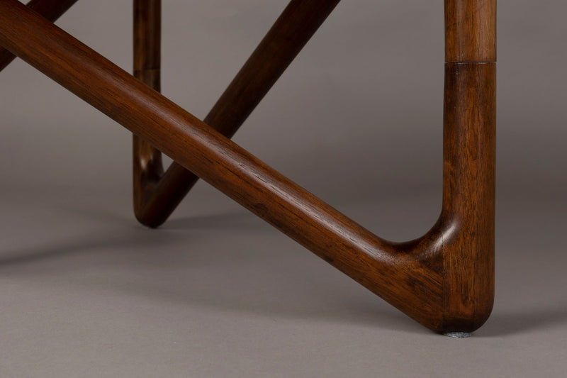 Couchtisch Naia Walnut mit Glasplatte und Eichenholzgestell, rund