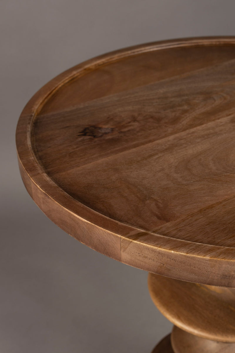Beistelltisch Cath aus massivem Mangoholz mit Walnuss-Finish, rund