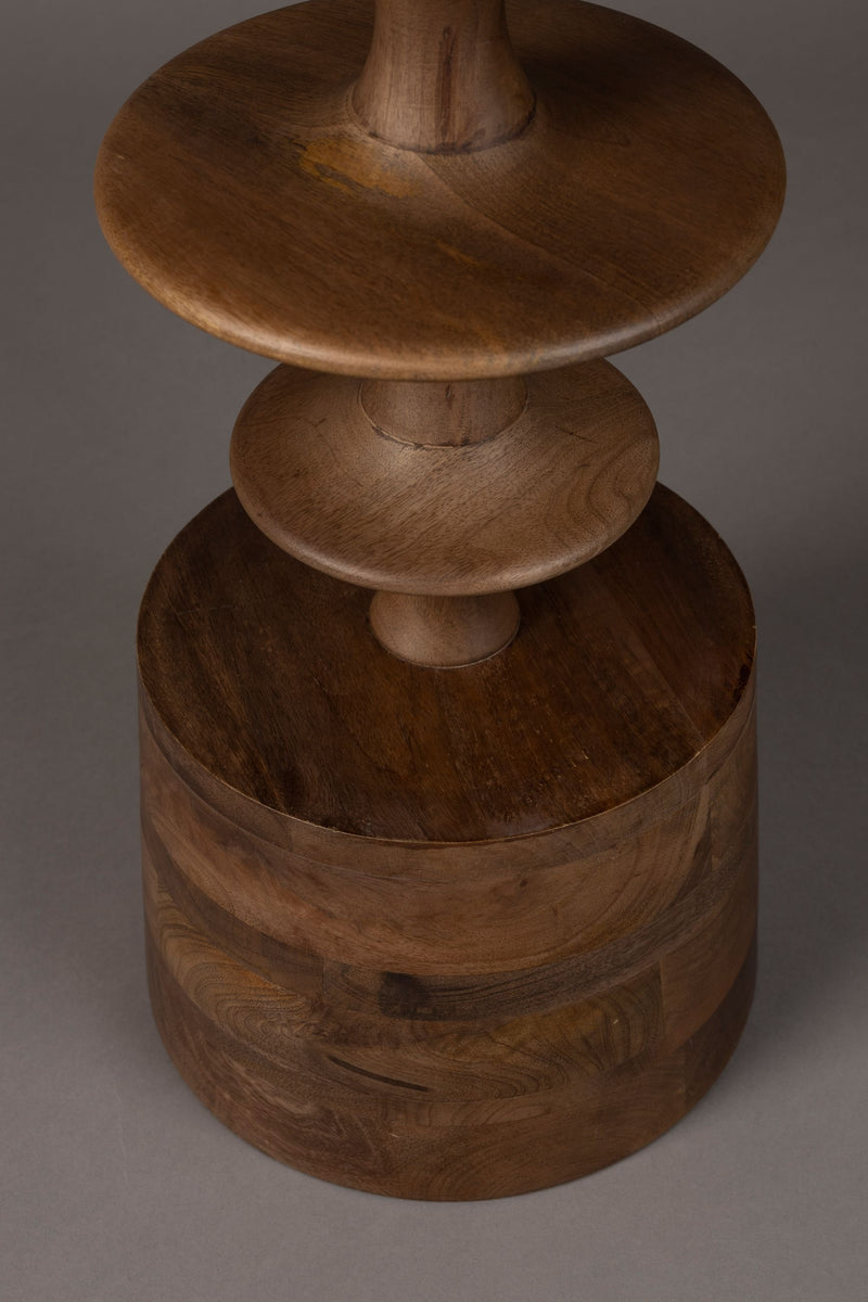 Beistelltisch Cath aus massivem Mangoholz mit Walnuss-Finish, rund
